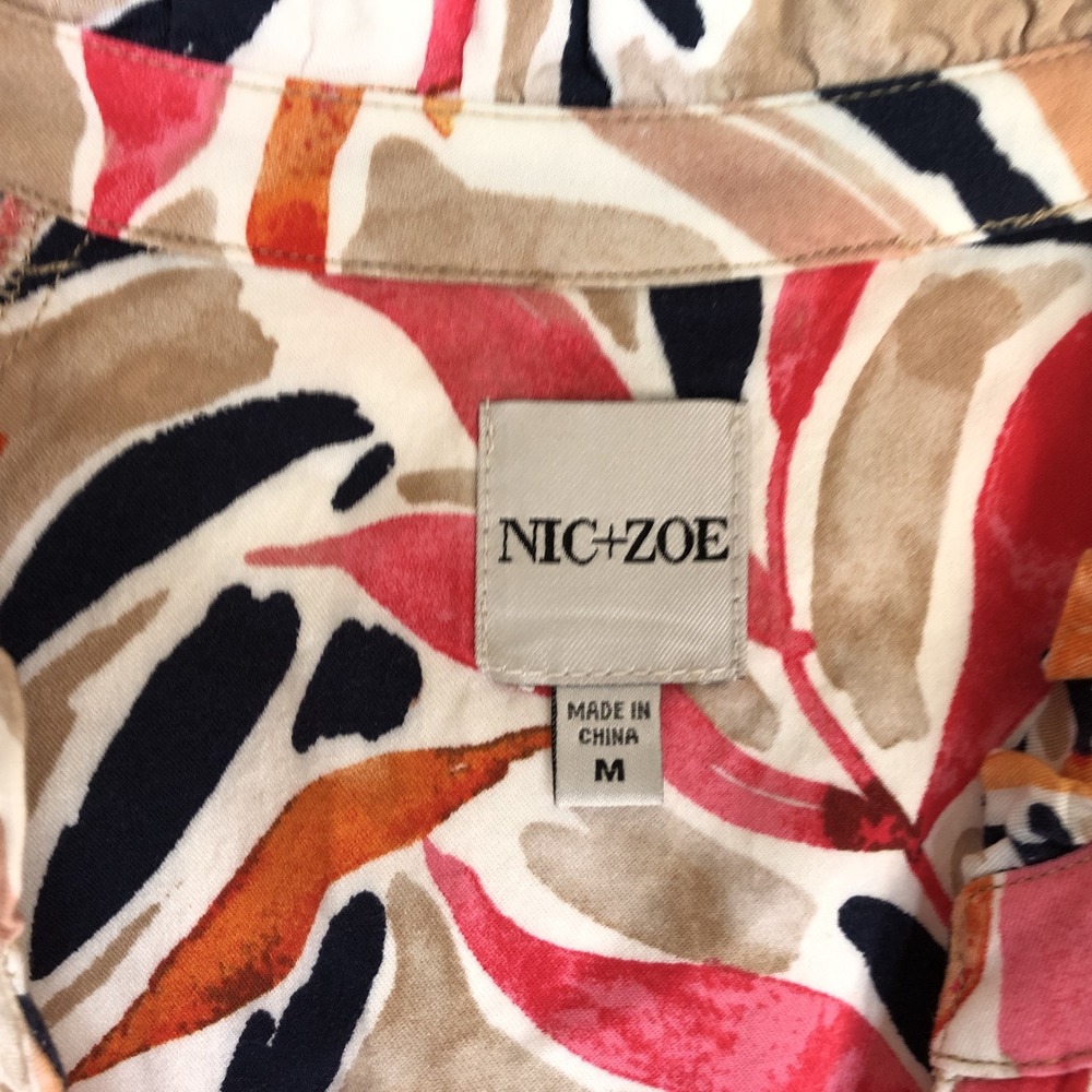 NIC+ZOE Shirt Womens Medium Multicolor Floral V Neck Button Long Sleeve Top - Picture 3 of 9